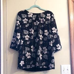 Floral Blouse with Black Back